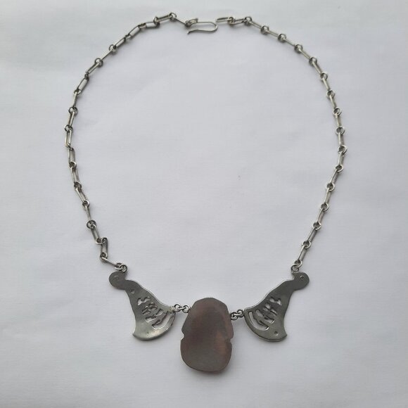 Vintage Egyptian Revival 800 Silver Statement Necklace Pharoah King Tut Art Deco - Picture 4 of 13